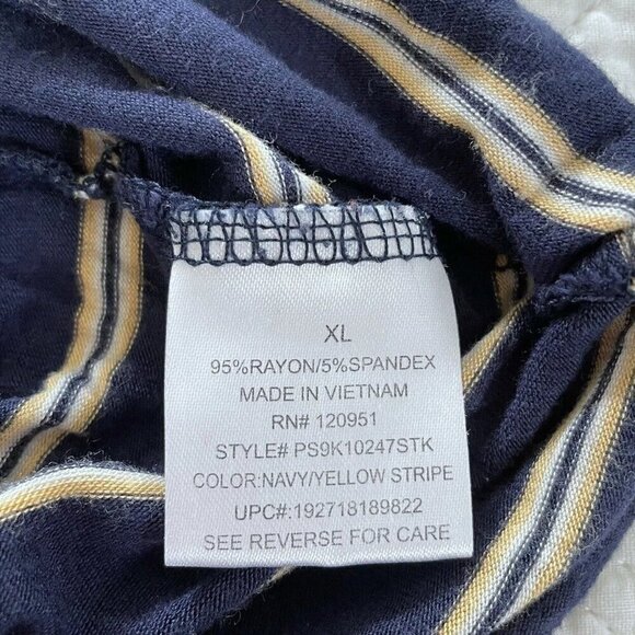 PINK REPUBLIC Juniors Sz XL Ringer Tee Blue Striped Short Sleeve Shirt - Picture 5 of 7